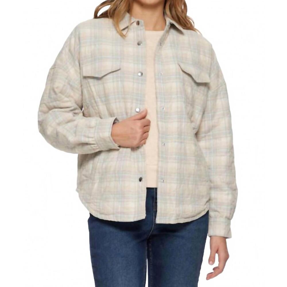 NEW FLAGS & ANTHEM bellaire quilted overshirt in ivory & blue